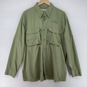 CABELAS Shirt Mens XL Guidewear GXII UPF40 Camp Vented Back Fishing Nylon Green